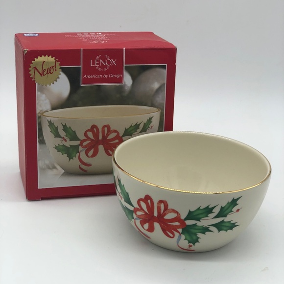 Lenox Holiday Bowl 16oz Holly & Ribbon Design New in Box Christmas Tableware - Picture 1 of 5